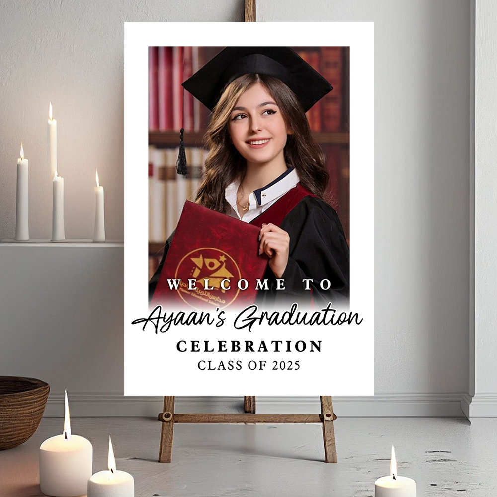 Custom Class Of 2025 White Background- Graduation Party Welcome Sign - Custom Photo Grad Party Sign - Personalized Graduation Decoration - Graduation Poster