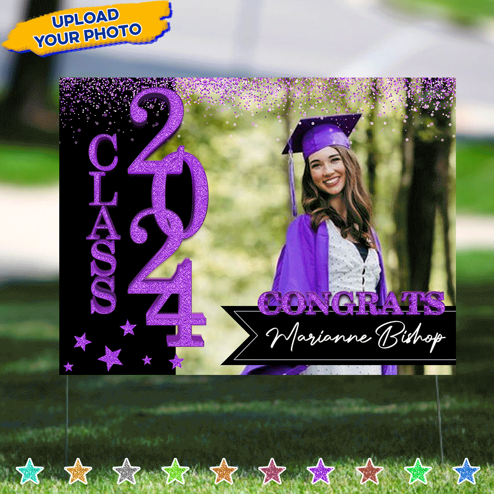 Gold Class Of 2024, Graduation Gift - Personalized Graduation Lawn Sign With Stake