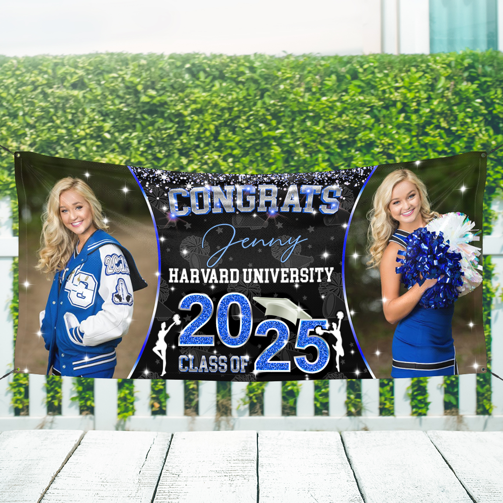 Custom Photo Congratulations Class Of 2025 - Graduation Banner - Unique Graduation Gift - Door Banner