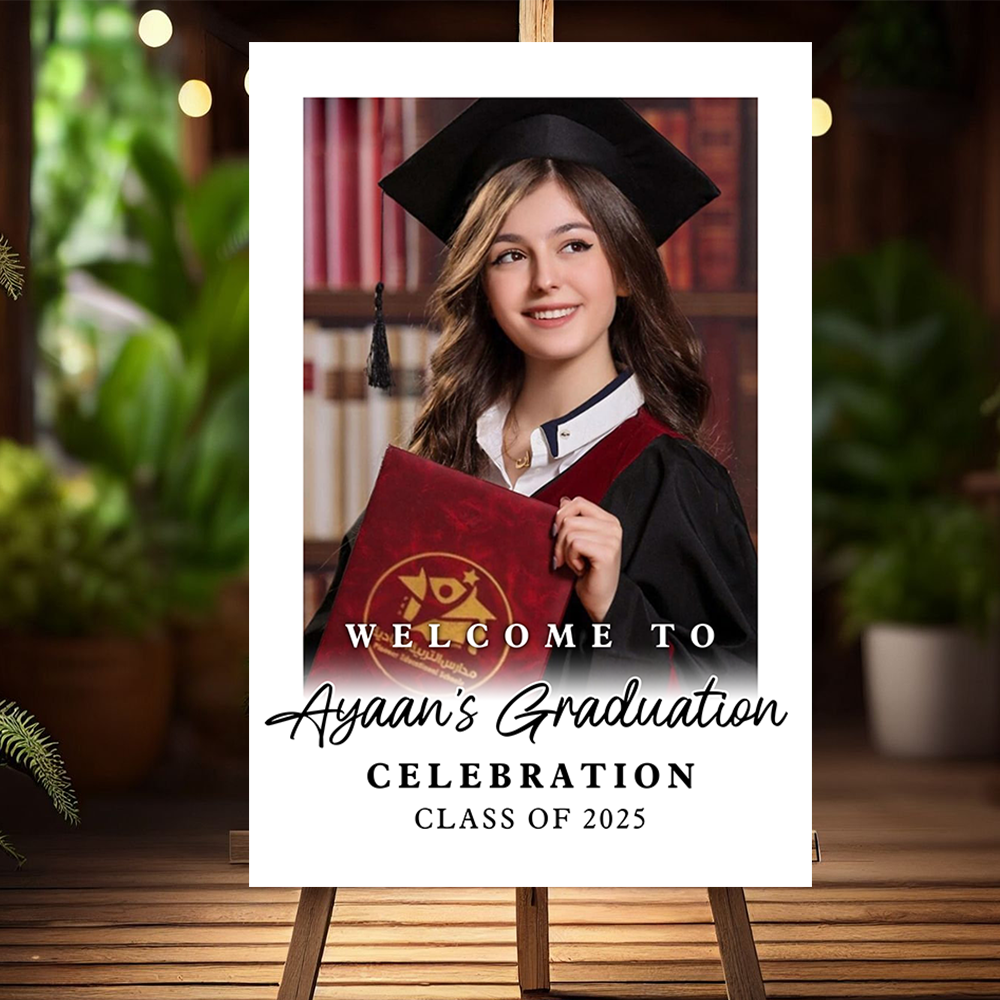 Custom Class Of 2026 White Background- Graduation Party Welcome Sign - Custom Photo Grad Party Sign - Personalized Graduation Decoration - Graduation Poster