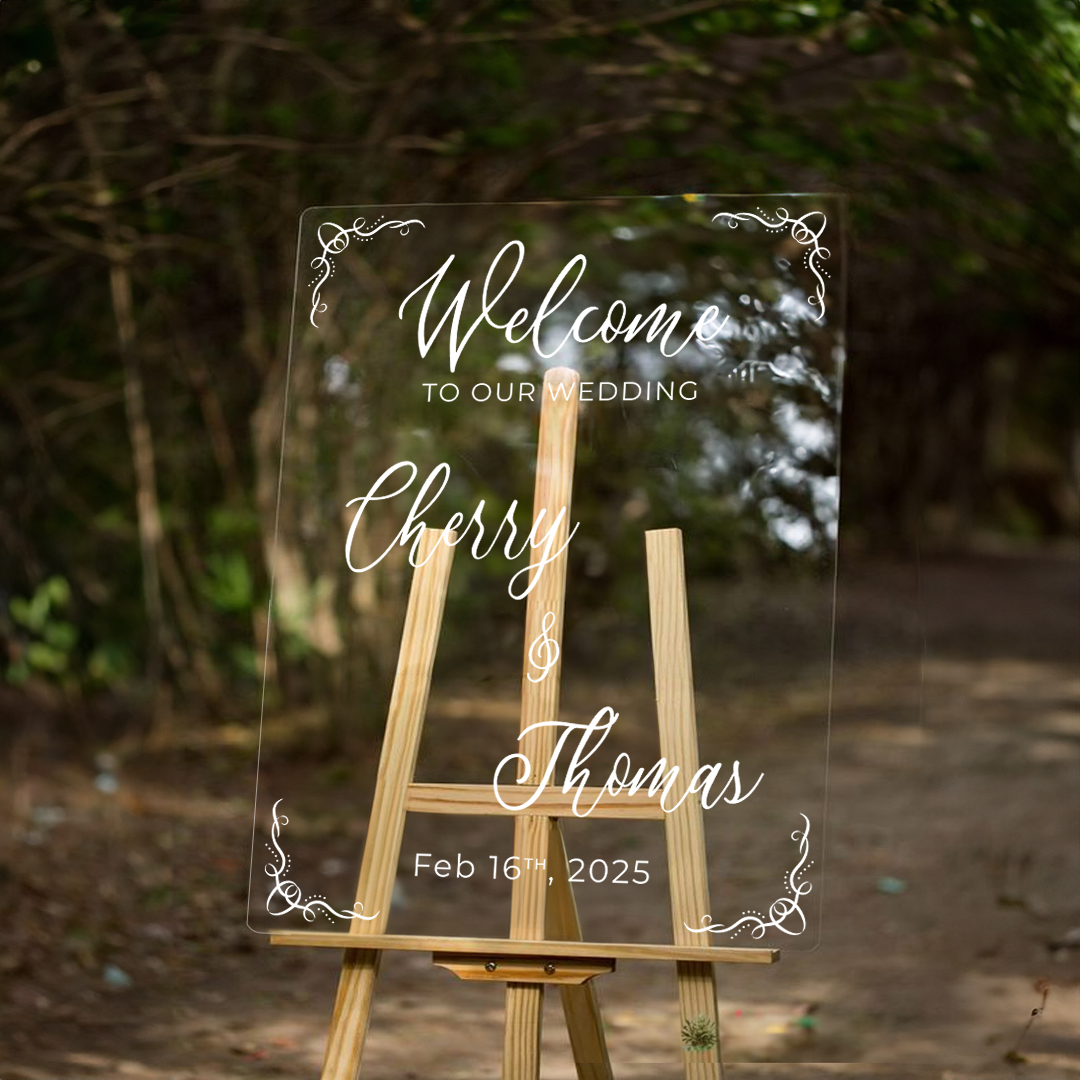 Clear Acrylic Wedding Welcome Sign - Modern Wedding Welcome Sign - Wedding Signs - Wedding Entrance Sign