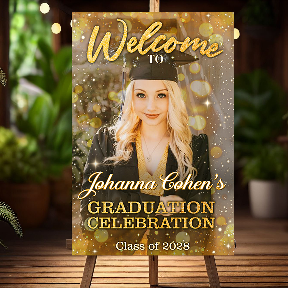 Custom Class Of 2025 - Graduation Party Welcome Sign - Custom Photo Grad Party Sign - Personalized Graduation Sign for Party