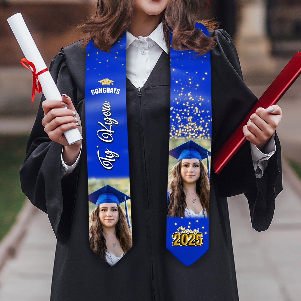 Congrats Graduation Stoles with Photo, Special Graduation Gift, Graduation Sash Class of 2025 with Photos Pictures