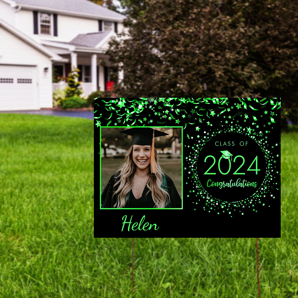 Personalized Photo Class Of 2024 Graduation Lawn Sign With Stake, Graduation Gift
