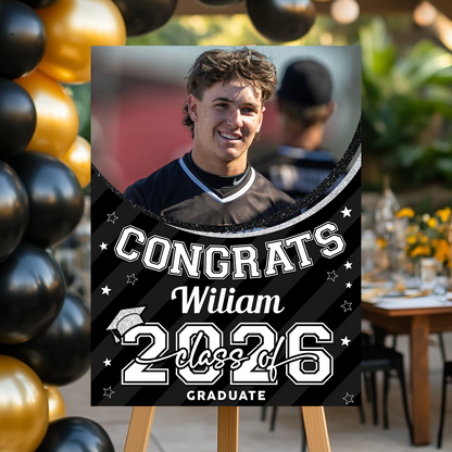 Class Of 2026 Welcome Sign - Custom Photo Grad Party Sign - Personalized Graduation Decoration