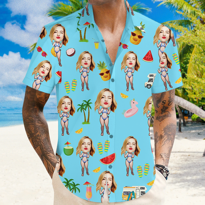 Custom Face Hawaiian Shirt - Personalized Hawaii Shirt with Any Images - Custom Beach Shirt Custom Couple Shirt