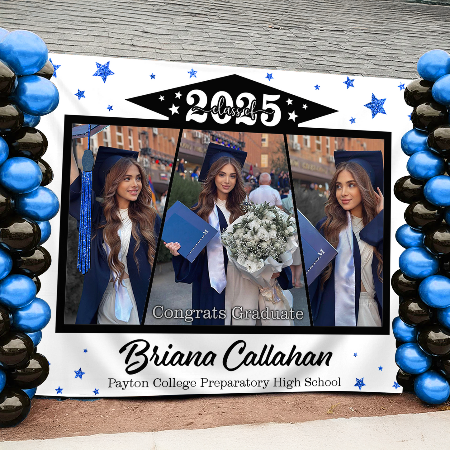 White Graduation Backdrop - Custom Class of 2025 Graduation Party Backdrop - Personalized Backdrop Graduation Party