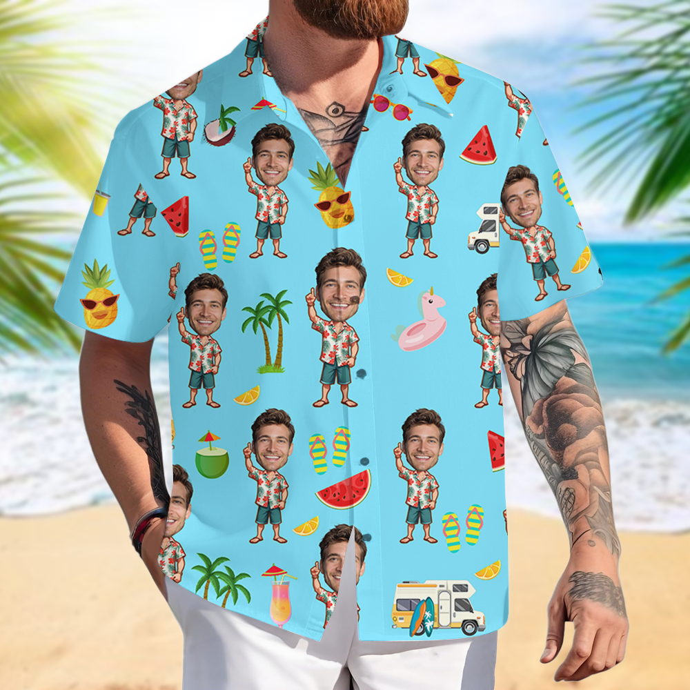 Custom Face Hawaiian Shirt - Personalized Hawaii Shirt with Any Images - Custom Beach Shirt Custom Couple Shirt