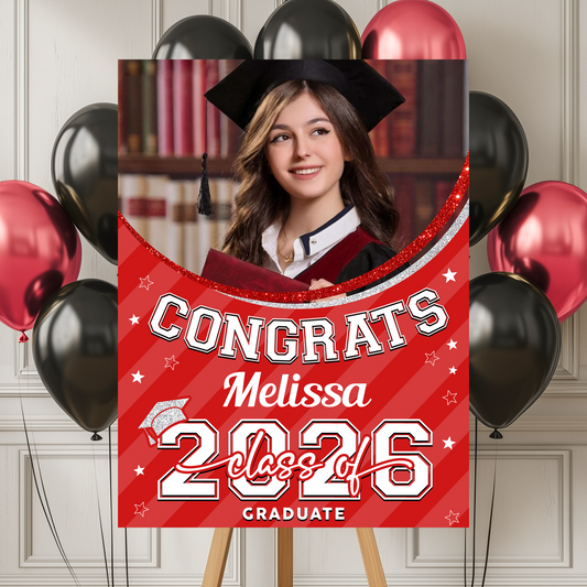 Class Of 2026 Welcome Sign - Custom Photo Grad Party Sign - Personalized Graduation Decoration
