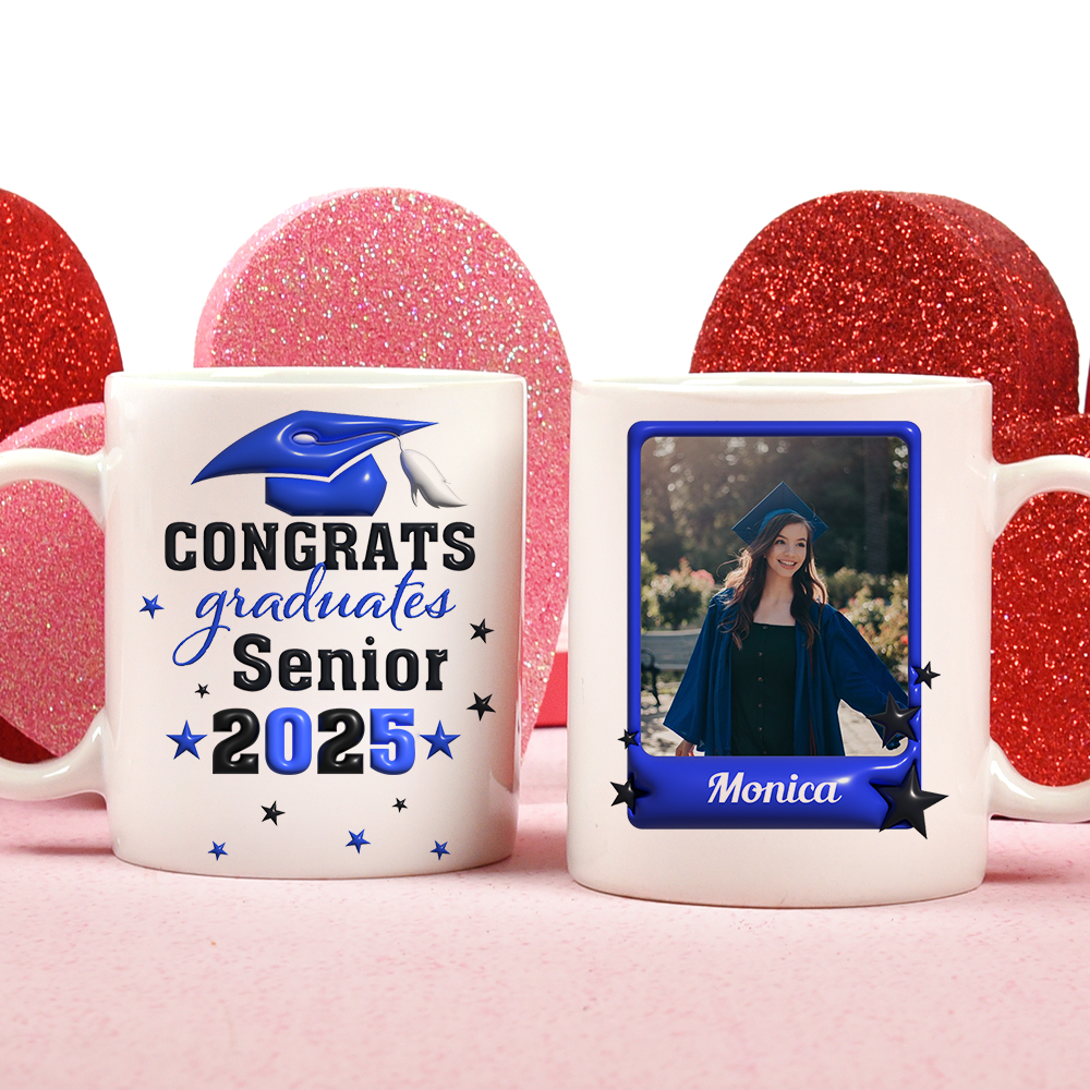 Congrats Graduates Senior 2025 Custom Photo Mug - Graduation Gift - Personalized Custom Mug