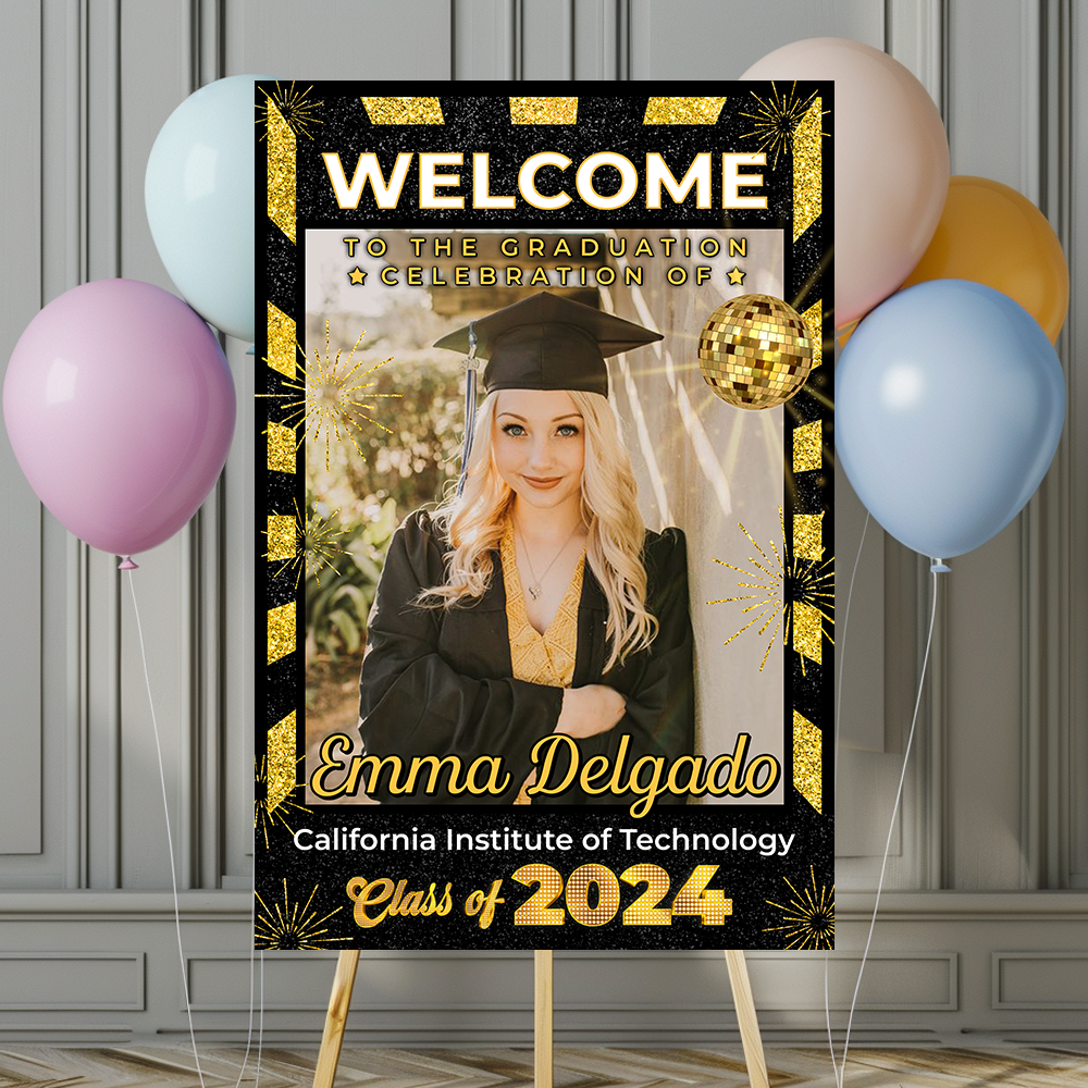 Future Ticket Welcome Sign - Custom Class Of 2024 Graduation Party Welcome Sign - Wildflower Graduation Party Welcome Sign