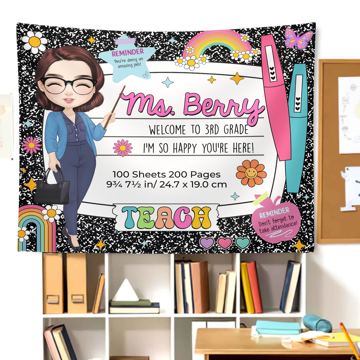 Personalized Composition Notebook Welcome Classroom Banner - Back To School Gifts - Classroom Decor