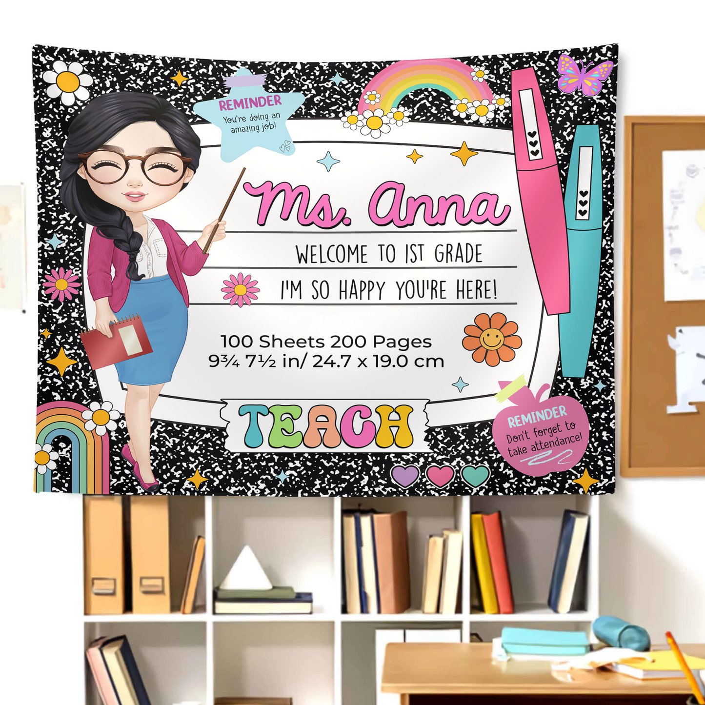 Personalized Composition Notebook Welcome Classroom Banner - Back To School Gifts - Classroom Decor