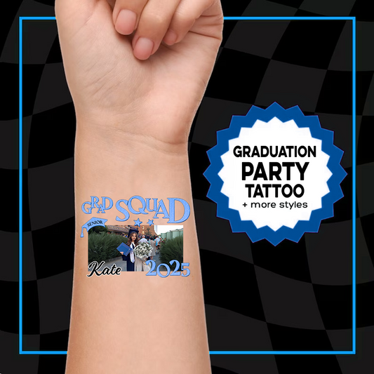 Grad Squad Personalized Congrats Class Of 2025 Stars Tattoos - Graduation Party