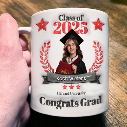 Congratulations Class Of 2025 Custom 3D Inflated Effect - Graduation Gift - Personalized Custom Mug