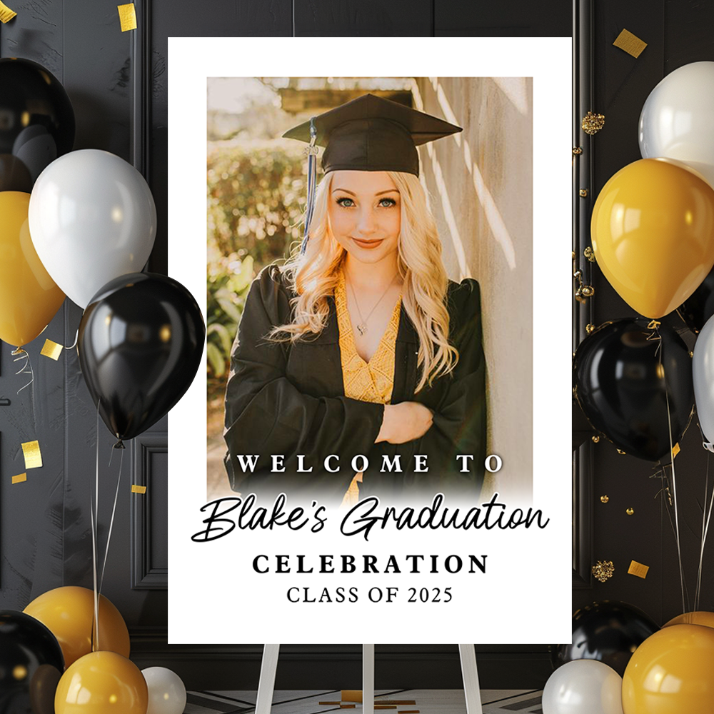 Custom Class Of 2025 White Background- Graduation Party Welcome Sign - Custom Photo Grad Party Sign - Personalized Graduation Decoration - Graduation Poster