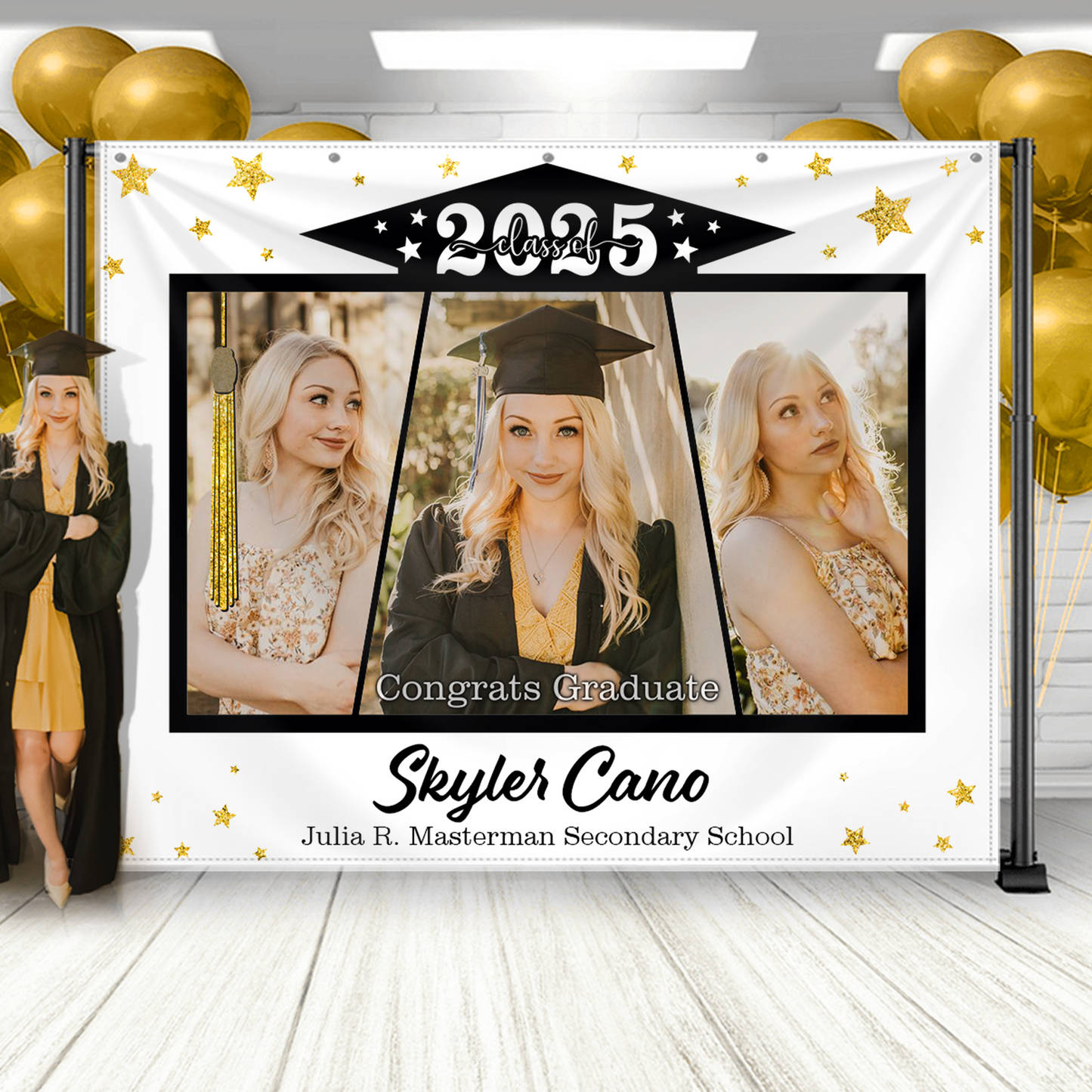 White Graduation Backdrop - Custom Class of 2025 Graduation Party Backdrop - Personalized Backdrop Graduation Party