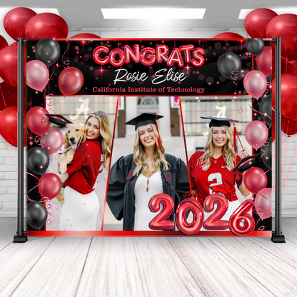 Ballons Graduation Backdrop - Custom Class of 2026 Graduation Party Backdrop - Personalized Backdrop Graduation Party