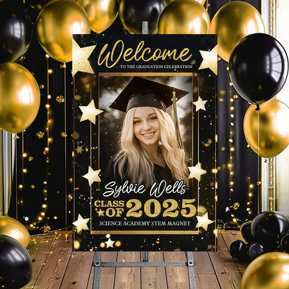 Custom Class Of 2025 Custom Photo - Graduation Party Welcome Sign - Custom Photo Grad Party Sign - Personalized Graduation Decoration - Graduation Poster