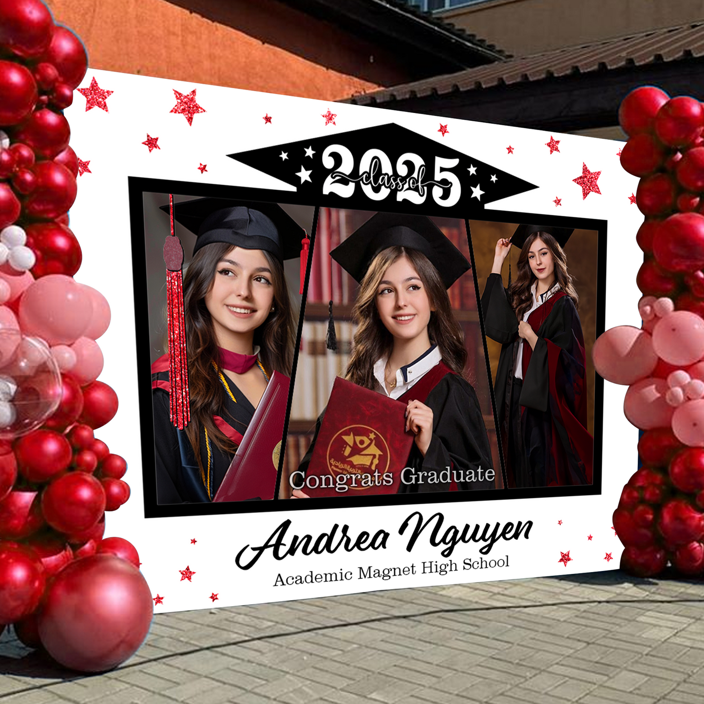 White Graduation Backdrop - Custom Class of 2025 Graduation Party Backdrop - Personalized Backdrop Graduation Party