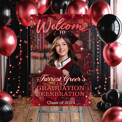 Custom Class Of 2025 - Graduation Party Welcome Sign - Custom Photo Grad Party Sign - Personalized Graduation Sign for Party