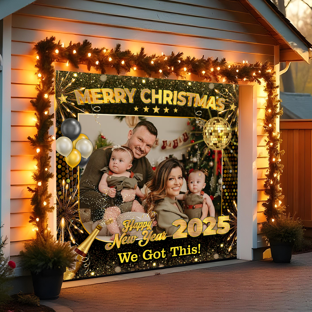 Merry Christmas and Happy New Year 2025 - Christmas Garage Door Decorations, Single Garage, Garage Door Banner Covers