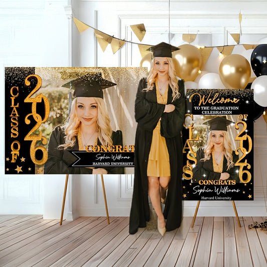 Graduation Party Welcome Sign and Lawn Sign Set - Personalized Graduation Decoration