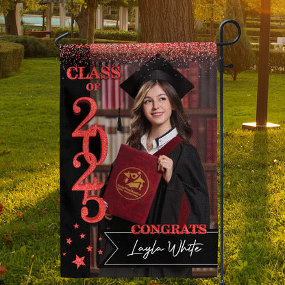 Custom Class Of 2025 Glitter Graduation Garden Flag, Perfect Gift for Graduates - Graduation Decoration