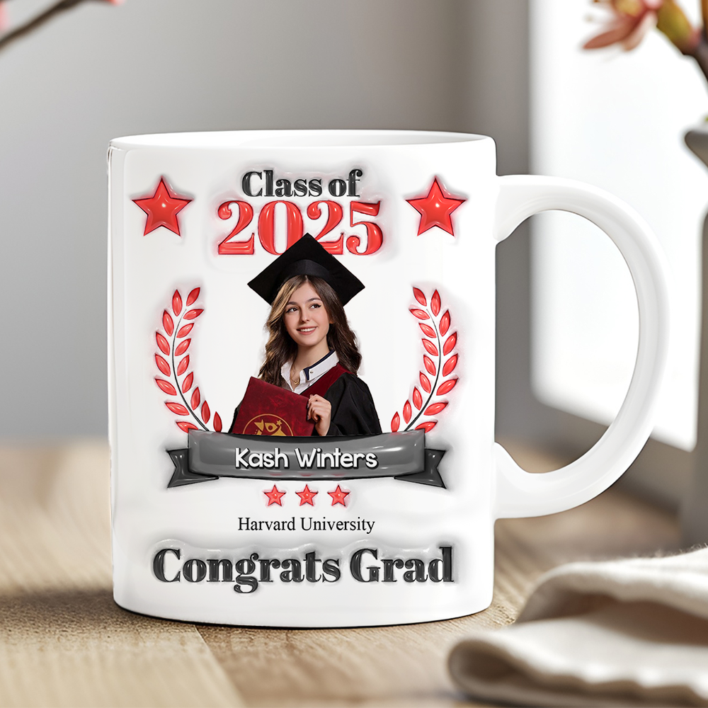 Congratulations Class Of 2025 Custom 3D Inflated Effect - Graduation Gift - Personalized Custom Mug