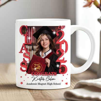 Glitter Congratulations Class Of 2025 Custom - Graduation Gift - Personalized Custom Mug