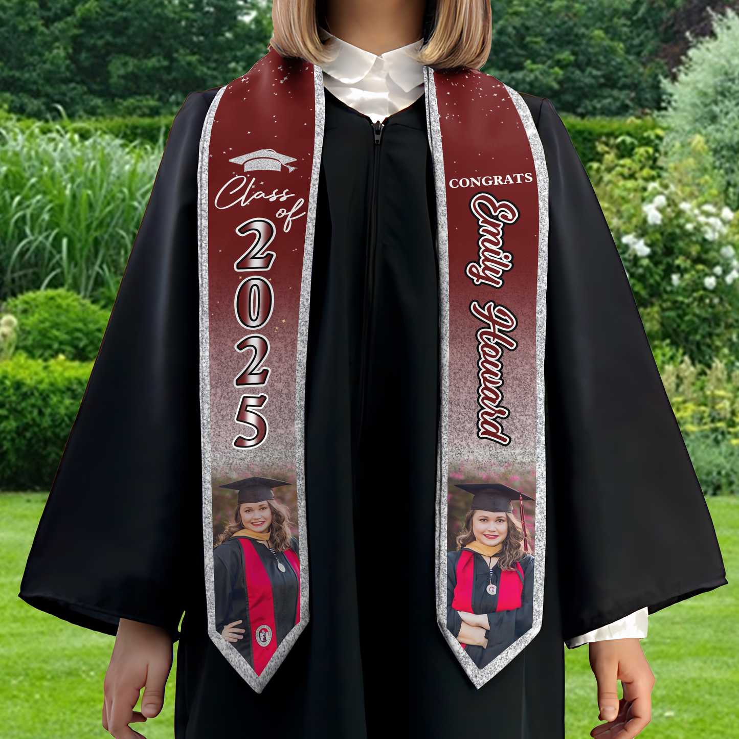 Custom Graduation Stoles/Sash with Photo, Special Graduation Gift, Graduation Sash Class of 2025 with Photos Pictures