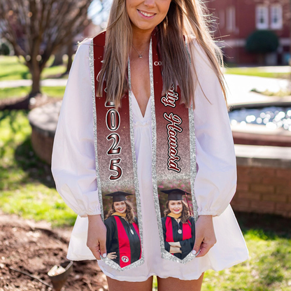 Custom Graduation Stoles/Sash with Photo, Special Graduation Gift, Graduation Sash Class of 2025 with Photos Pictures