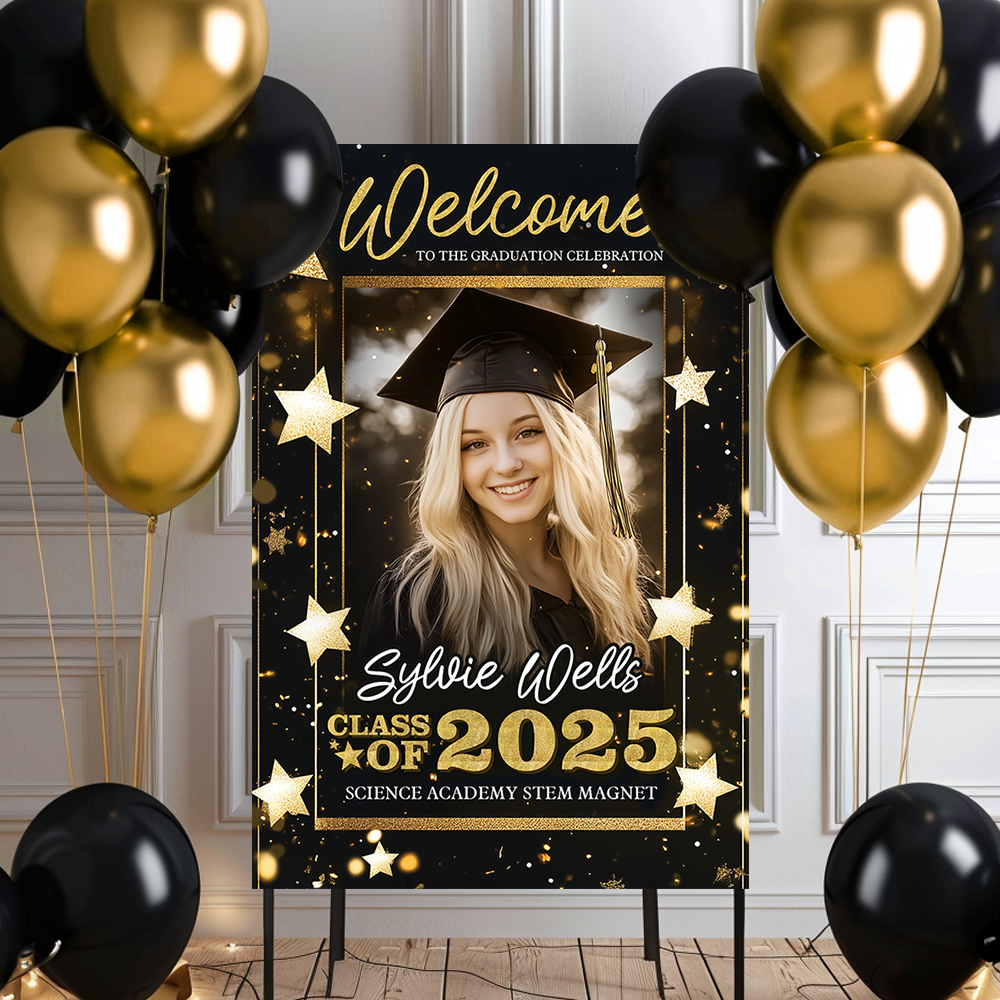 Custom Class Of 2025 Custom Photo - Graduation Party Welcome Sign - Custom Photo Grad Party Sign - Personalized Graduation Decoration - Graduation Poster