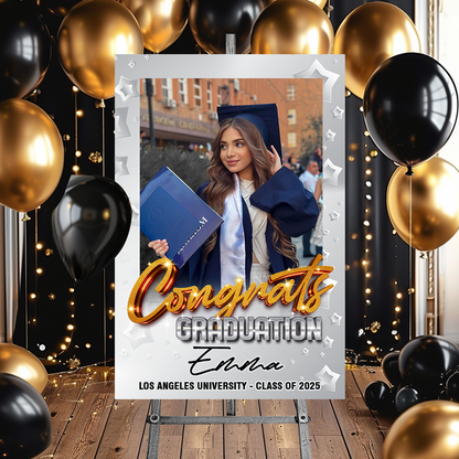 Silver Star Class Of 2025 Custom Photo - Graduation Party Welcome Sign - Custom Photo Grad Party Sign - Personalized Graduation Decoration - Graduation Poster