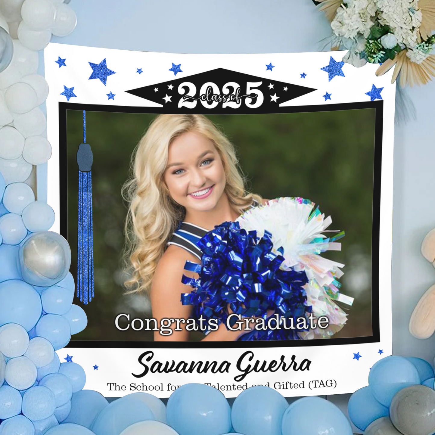 White Graduation Backdrop - Custom Class of 2025 Graduation Party Backdrop - Personalized Backdrop Graduation Party