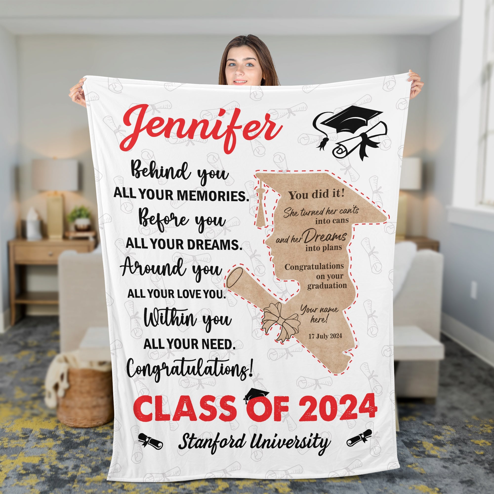 You Did It Graduation Blanket - Gift for Daughter - Personalized Blanket