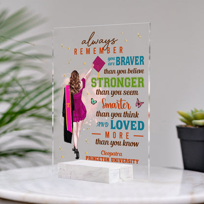 Always Remember You Are Brave - Graduation Gift - Personalized Acrylic Plaque