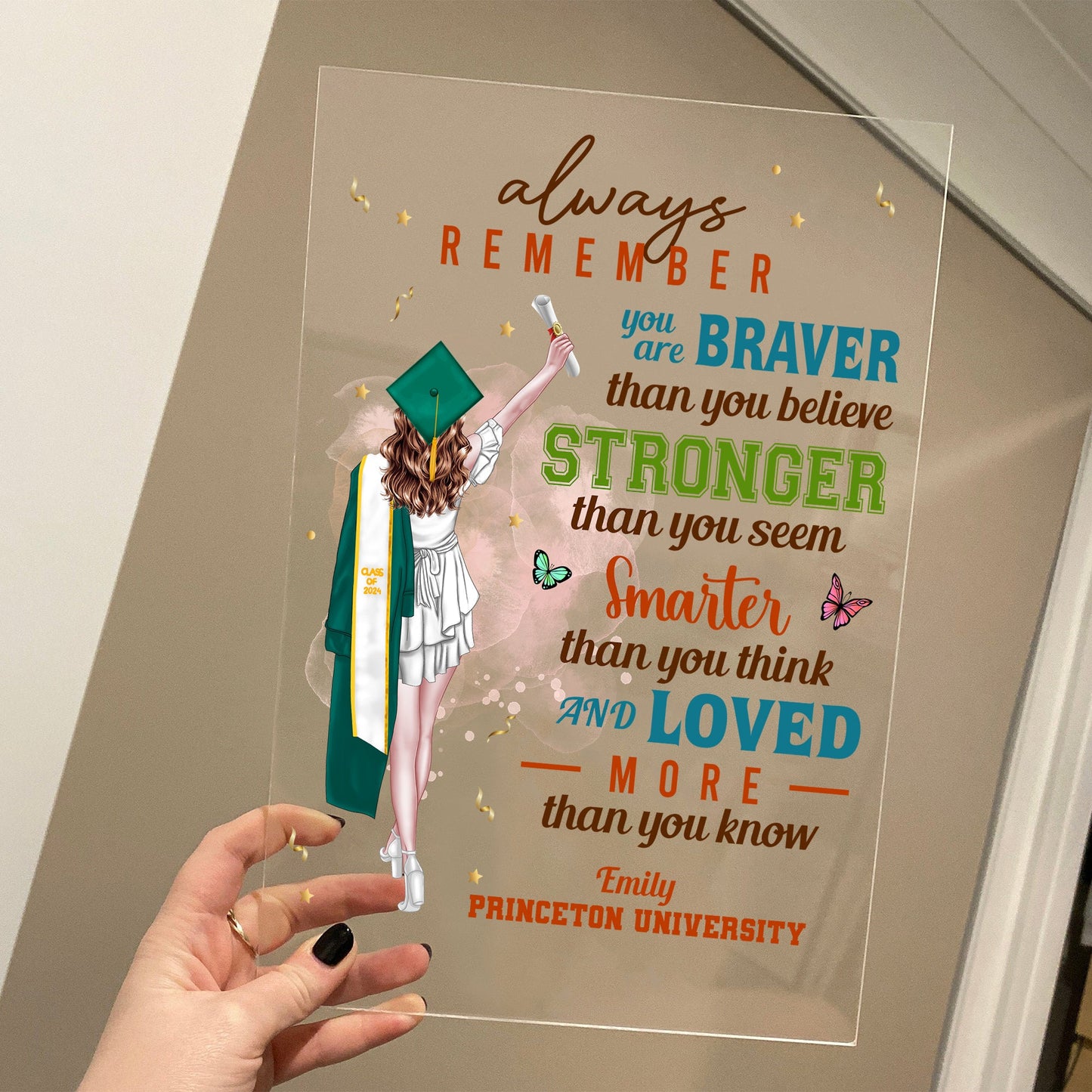 Always Remember You Are Brave - Graduation Gift - Personalized Acrylic Plaque