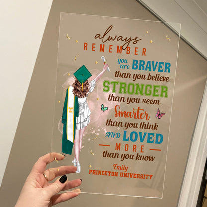 Always Remember You Are Brave - Graduation Gift - Personalized Acrylic Plaque