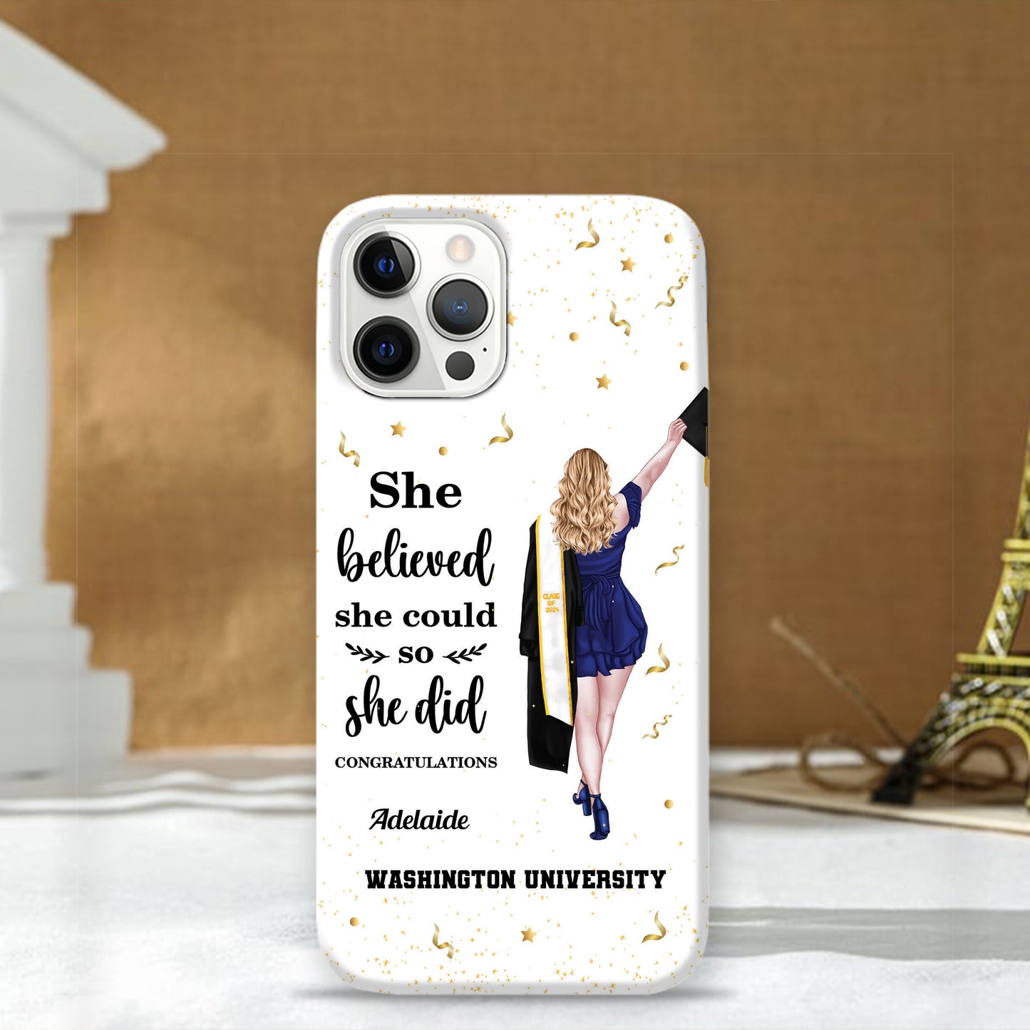 She Believed She Could So She Did It - Graduation Gift - Gift For Her - Personalized Custom Phone Case