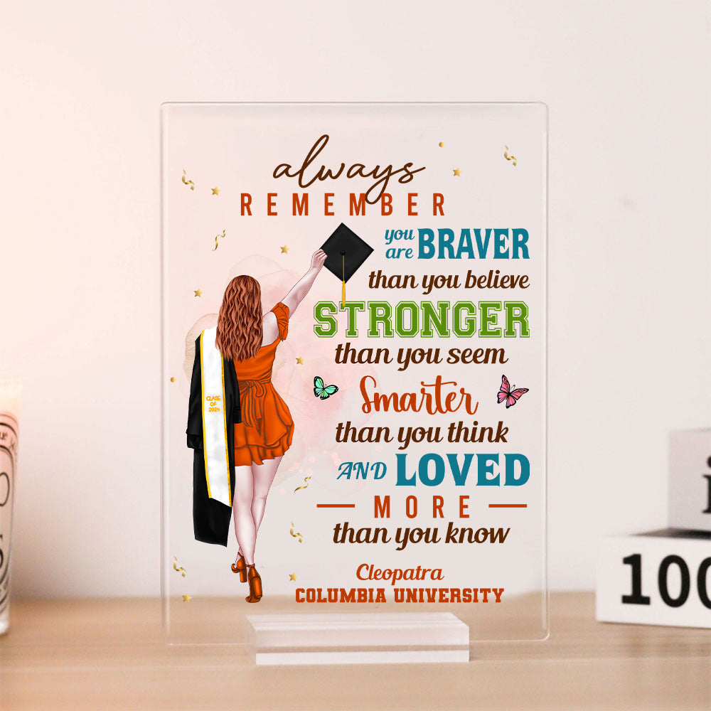 Always Remember You Are Brave - Graduation Gift - Personalized Acrylic Plaque