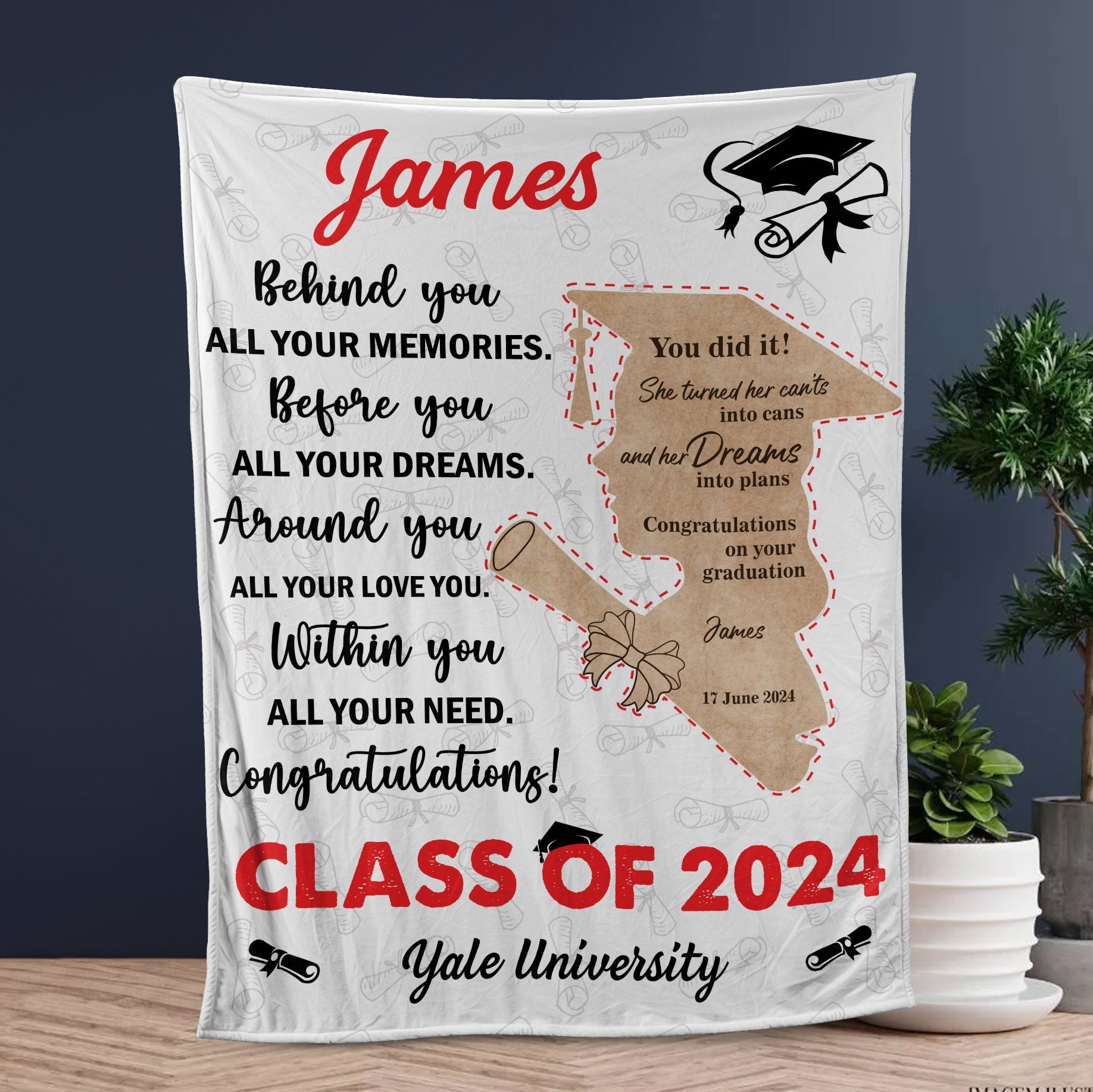 You Did It Graduation Blanket - Gift for Daughter - Personalized Blanket