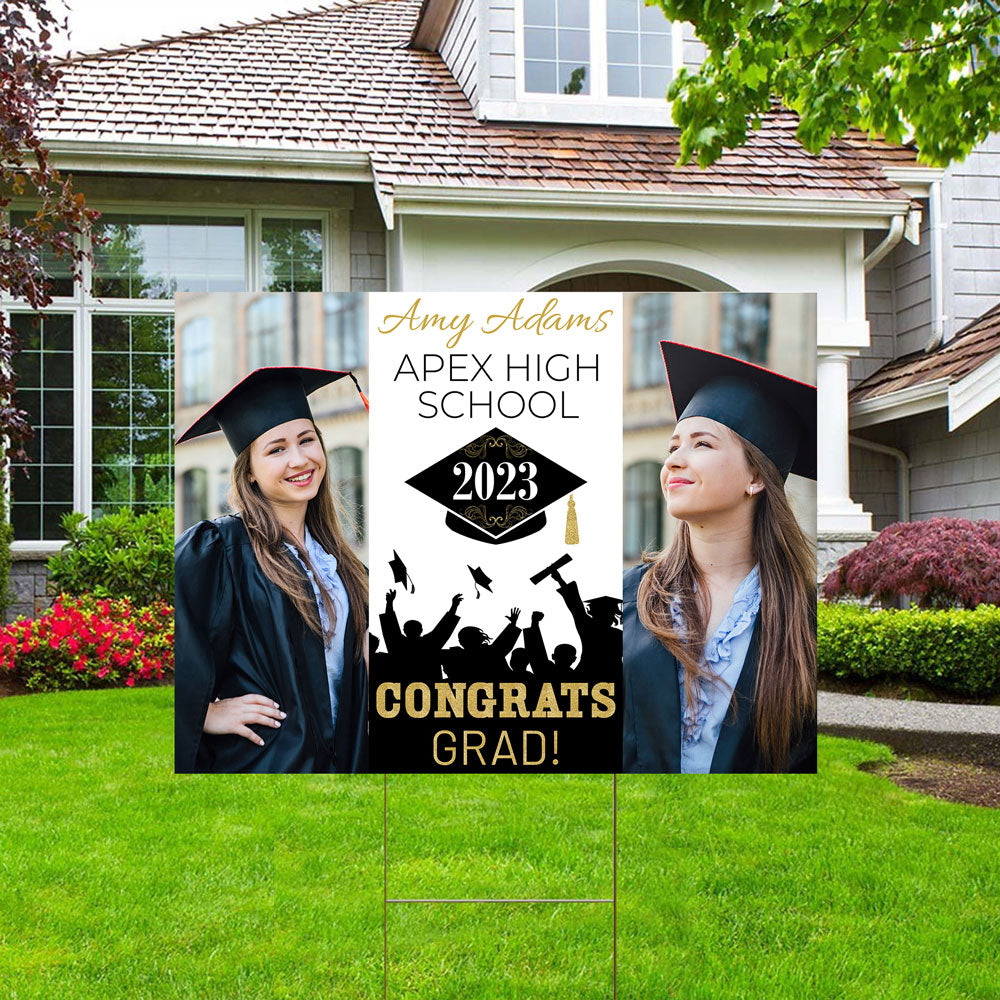 Personalized Congrats Grad Graduation Lawn Sign With Stake, Graduation Gift