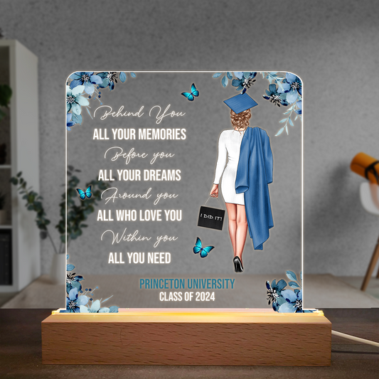 Behide You All Your Memories - Graduation Gift - Gift For Her - Gift For Him - Night Light Plaque